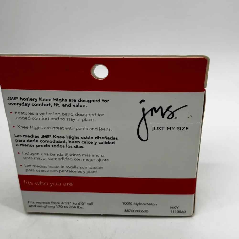 Just My Size JMS 4 Pair Value Pack Knee Highs Off Black Reinforced Toe 88722 RNB